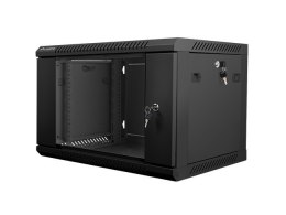 Szafa instalacyjna wisząca 19 cali 6U 600X450mm czarna (drzwi szklane)