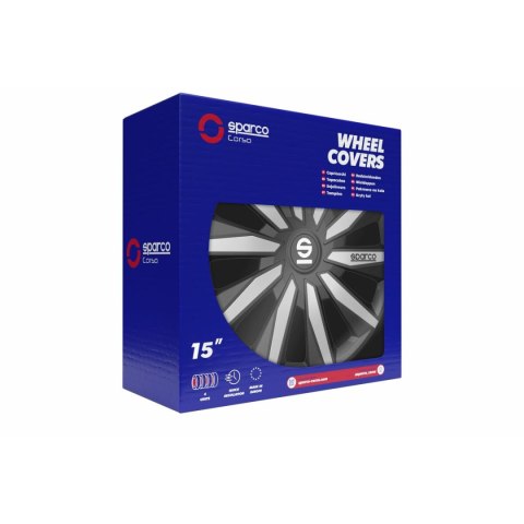 Kołpaki Sparco Milano Czarny/Srebrzysty 15" 4 Sztuk