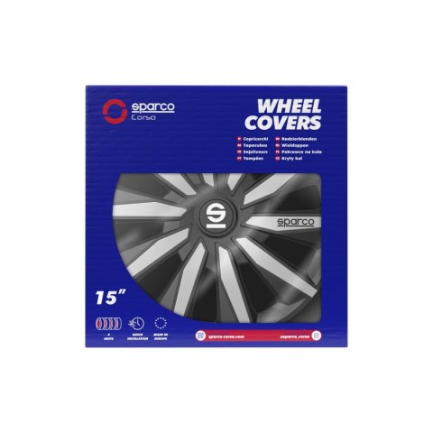 Kołpaki Sparco Milano Czarny/Srebrzysty 15" 4 Sztuk