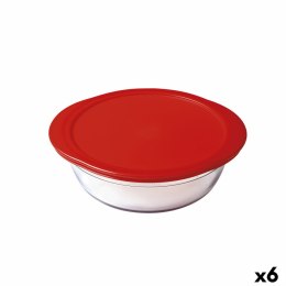 Okrągłe pudełko na lunch z pokrywką Ô Cuisine Cook&store Ocu Czerwony 2,3 L 27 x 24 x 8 cm Szkło Silikon (6 Sztuk)