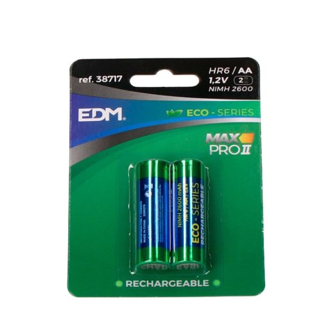 Baterie akumulatorowe EDM 38717 Max Pro II Eco-Series 2600 mAh 1,2 V 1,2V AA (2 Sztuk)