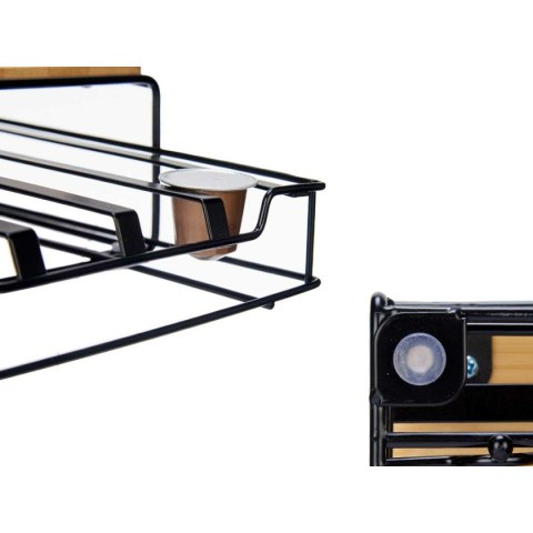 Organizer na kapsułki kawy Kinvara Brązowy Czarny Naturalny Metal Bambus 21 x 57 x 8,5 cm 21 x 7,5 x 31 cm 21 x 8,5 x 31 cm