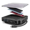 HMC-UFO Wieloportowy hub USB 9in1, 10Gbps, 2x USB-A, HDMI 4K/60Hz, M.2 NVMe/SATA, audio, PD 100W, SD/microSD, GLAN, 65cm USB-C k