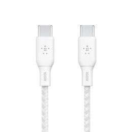 Kabel w oplocie USB-C do USB-C 100W 3m biały