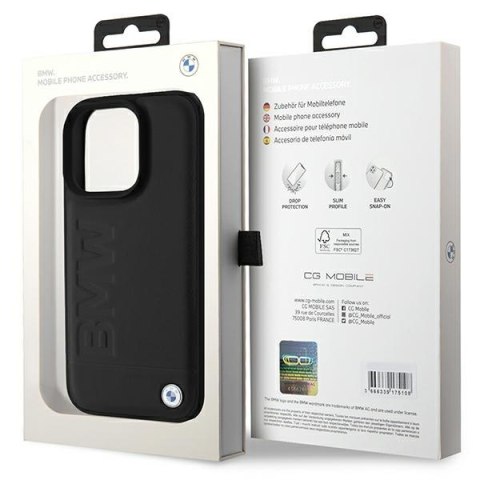 BMW BMHCP16XSLLBK iPhone 16 Pro Max 6.9" czarny/black hardcase Leather Hot Stamp