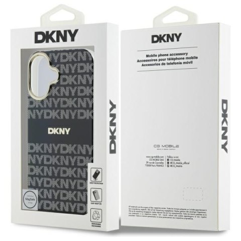 DKNY DKHMP16SHRHSEK iPhone 16 6.1" czarny/black hardcase Repeat Texture Pattern With Stripe