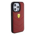 Ferrari FEHCP15LRDUR iPhone 15 Pro 6.1" czerwony/red hardcase Leather Stitched Lines