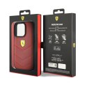 Ferrari FEHCP15LRDUR iPhone 15 Pro 6.1" czerwony/red hardcase Leather Stitched Lines