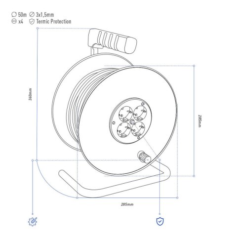 Przedłużacz EDM 20116 Czarny 50 m