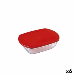 Prostokątne pudełko na lunch z pokrywką Ô Cuisine Cook&store Ocu Czerwony 400 ml 17 x 10 x 5 cm Szkło Silikon (6 Sztuk)