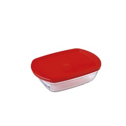 Prostokątne pudełko na lunch z pokrywką Ô Cuisine Cook&store Ocu Czerwony 400 ml 17 x 10 x 5 cm Szkło Silikon (6 Sztuk)