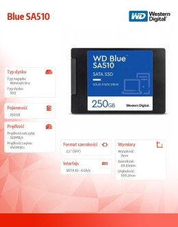 Dysk SSD Blue 250GB SA510 2,5 cala WDS250G3B0A