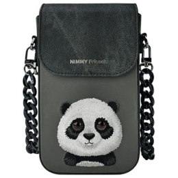 Nimmy Zestaw 3w1 torebka na telefon + portfel + etui na lokalizator czarny/black Big Eyed Pet 2.0 Panda