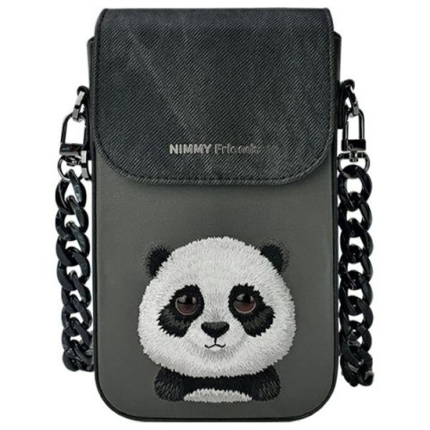 Nimmy Zestaw 3w1 torebka na telefon + portfel + etui na lokalizator czarny/black Big Eyed Pet 2.0 Panda