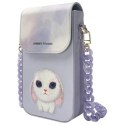 Nimmy Zestaw 3w1 torebka na telefon + portfel + etui na lokalizator fioletowy/purple Big Eyed Pet 2.0 Rabbit