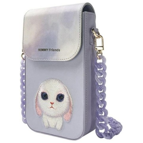 Nimmy Zestaw 3w1 torebka na telefon + portfel + etui na lokalizator fioletowy/purple Big Eyed Pet 2.0 Rabbit