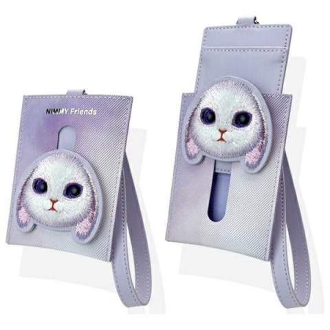Nimmy Zestaw 3w1 torebka na telefon + portfel + etui na lokalizator fioletowy/purple Big Eyed Pet 2.0 Rabbit