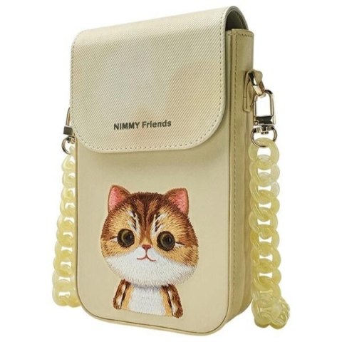 Nimmy Zestaw 3w1 torebka na telefon + portfel + etui na lokalizator khaki Big Eyed Pet 2.0 Cat