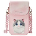 Nimmy Zestaw 3w1 torebka na telefon + portfel + etui na lokalizator różowy/pink Big Eyed Pet 2.0 Cat