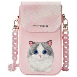 Nimmy Zestaw 3w1 torebka na telefon + portfel + etui na lokalizator różowy/pink Big Eyed Pet 2.0 Cat