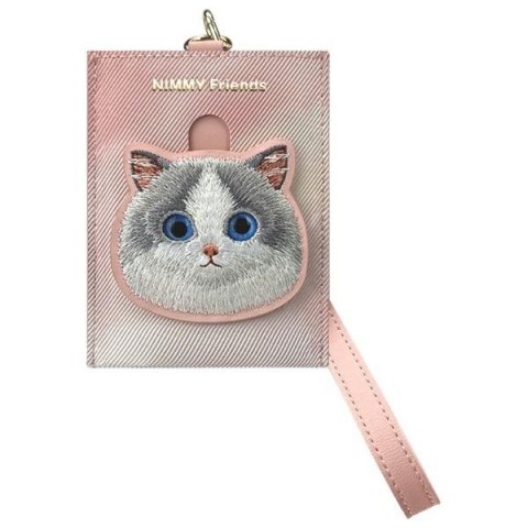 Nimmy Zestaw 3w1 torebka na telefon + portfel + etui na lokalizator różowy/pink Big Eyed Pet 2.0 Cat