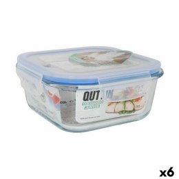 Kwadratowe pudełko na lunch z pokrywką Quttin Przezroczysty 750 ml 16 x 16 x 7 cm (6 Sztuk)