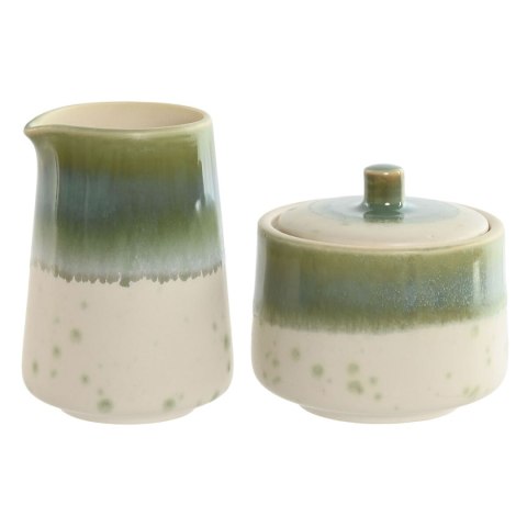 Mlecznik i cukiernica Home ESPRIT Biały Kolor Zielony Porcelana 250 ml 9 X 9 X 8,4 cm 2 Części