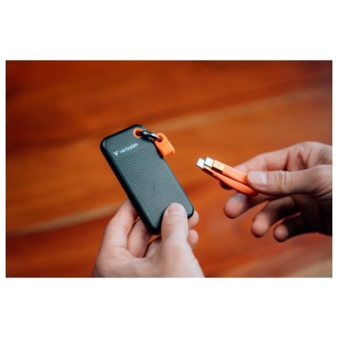 Dysk Zewnętrzny Verbatim Pocket SSD 2TB - brelok do kluczy z kablem USB-C 3.2 gen.2 czarno-pomarańczowy/black-orange 32197