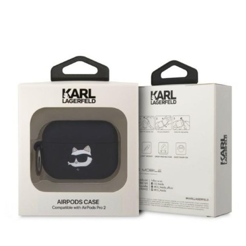 Karl Lagerfeld KLAP2RUNCHK AirPods Pro 2 (2022/2023) cover czarny/black Silicone Choupette Head 3D
