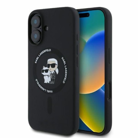 Karl Lagerfeld KLHMP16SSCMKCRHK iPhone 16 6.1" czarny/black hardcase Silicone Karl&Choupette Ring MagSafe
