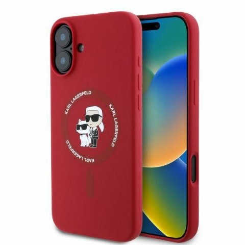 Karl Lagerfeld KLHMP16SSCMKCRHR iPhone 16 6.1" czerwony/red hardcase Silicone Karl&Choupette Ring MagSafe