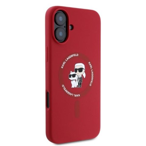Karl Lagerfeld KLHMP16SSCMKCRHR iPhone 16 6.1" czerwony/red hardcase Silicone Karl&Choupette Ring MagSafe