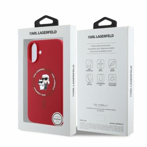 Karl Lagerfeld KLHMP16SSCMKCRHR iPhone 16 6.1" czerwony/red hardcase Silicone Karl&Choupette Ring MagSafe
