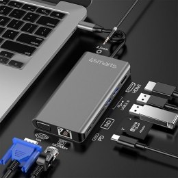 4smarts HUB 8w1 DeX Mode 2xUSB-A 3.0/USB-C/HDMI/SD/VGA/Eternet/Jack 3.5mm szary 458723