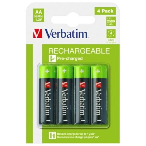 Verbatim Akumulator NiMH AA 2500mAh Premium HR6 4szt czarny/ black 49517