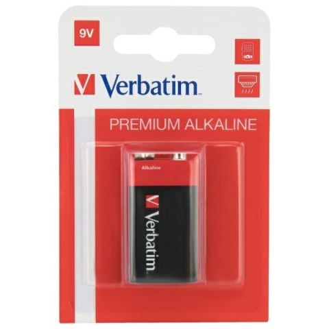 Verbatim Bateria alkaliczna 9V 6LR61 1szt czarny/black 49924