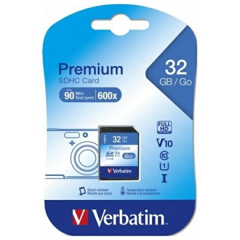 Verbatim Karta Premium U1 SDHC 32GB V10 czarny/black 43963
