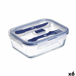 Hermetyczne pudełko na lunch Luminarc Pure Box Active Dwuowy Szkło 1,22 L 16 cm (6 Sztuk)