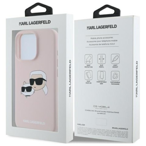 Karl Lagerfeld KLHMP16LSKCHPPLP iPhone16 Pro 6.3" różowy/pink hardcase Silicone Double Heads Print MagSafe