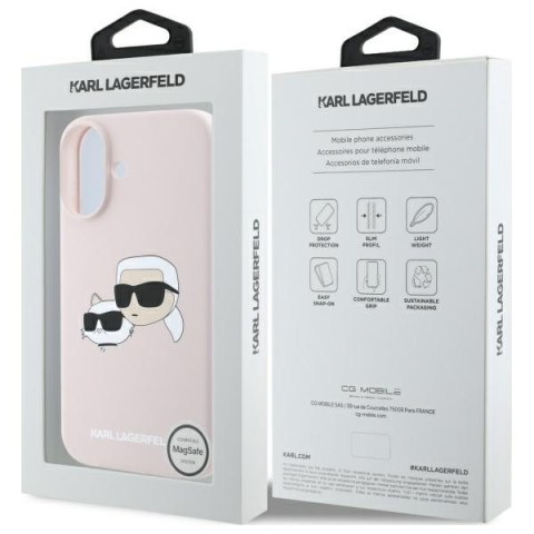 Karl Lagerfeld KLHMP16SSKCHPPLP iPhone16 6.1" różowy/pink hardcase Silicone Double Heads Print MagSafe