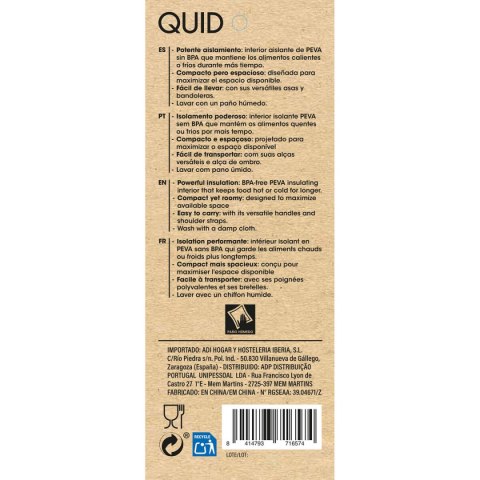 Torba termiczna Quid Dynamic Pudełko na drugie śniadanie Czarny 20 x 13 x 20 cm