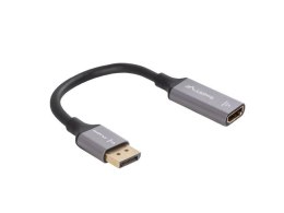 Adapter Displayport(M)- HDMI(F)4K na kablu 20cm srebrny