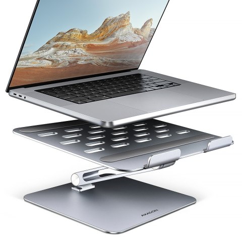 STND-LQ Podstawa do laptopów aluminiowa 10-17.3 cali, regulowane kąty nachylenia, Szara