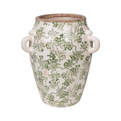 Wazon Romimex Kolor Zielony Beżowy Porcelana 19 x 23 x 19 cm Z uchwytami