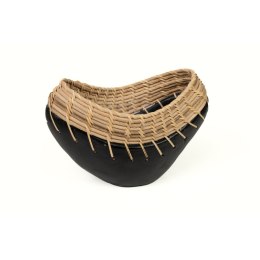 Wazon Romimex Czarny Naturalny Ceramika Rattan 12 x 15 x 25 cm