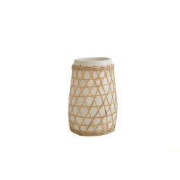 Wazon Romimex Biały Ceramika Rattan 20 x 30 x 20 cm