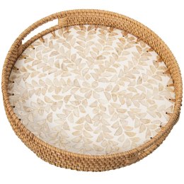 Taca Alexandra House Living Wielokolorowy Rattan Masa perłowa Okrągła 33 x 35 x 33 cm