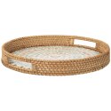 Taca Alexandra House Living Wielokolorowy Rattan Masa perłowa Okrągła 33 x 35 x 33 cm