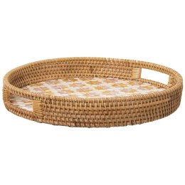 Taca Alexandra House Living Wielokolorowy Rattan Masa perłowa Okrągła 33 x 35 x 33 cm