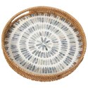 Taca Alexandra House Living Wielokolorowy Rattan Masa perłowa Okrągła 33 x 35 x 33 cm